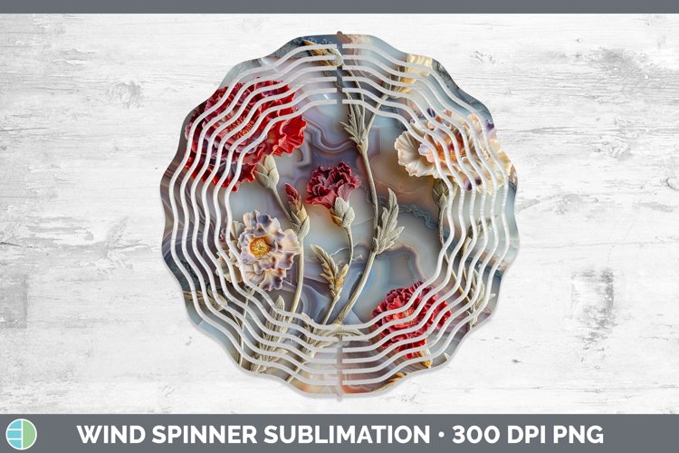 3D Agate Flowers Carnation Wind Spinner Sublimation Spinner