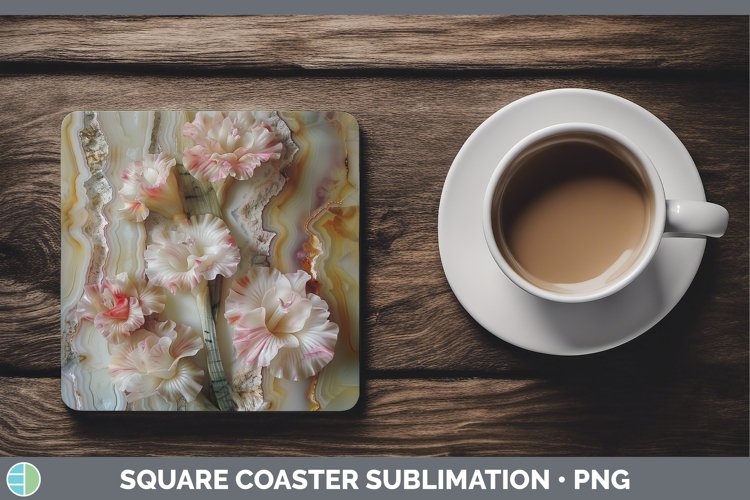 3D Agate Flowers Gladiolus Square Coaster Sublimation Coaste example image 1