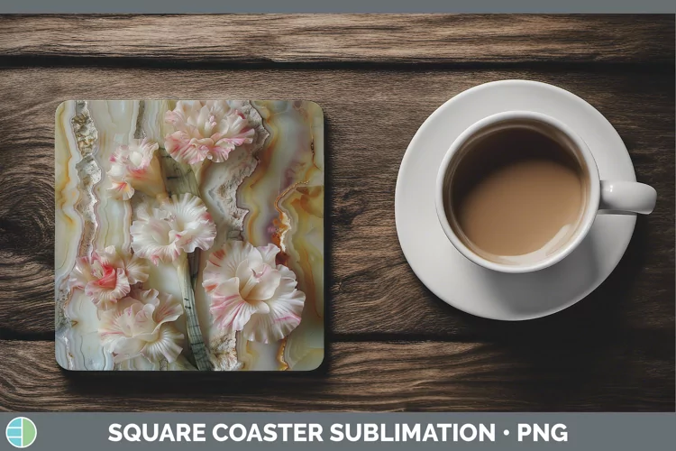 3D Agate Flowers Gladiolus Square Coaster Sublimation Coaste