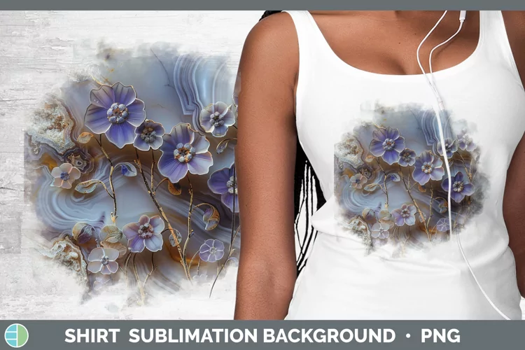 3D Agate Flowers Periwinkle Shirt Sublimation Sublimation Ba