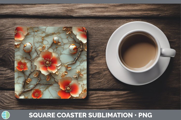 3D Geranium Square Coaster Sublimation Coaster Designs example image 1