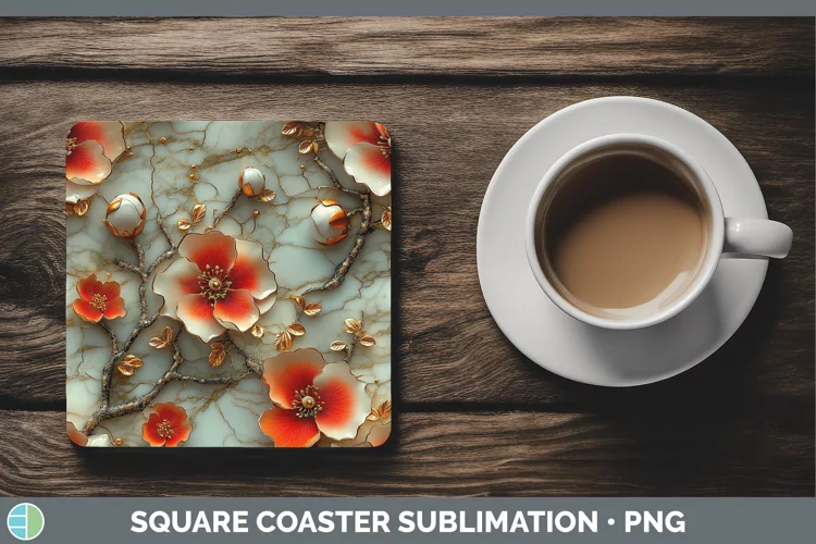3D Geranium Square Coaster Sublimation Coaster Designs