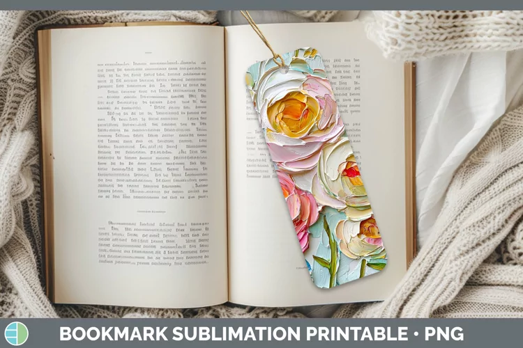 3D Flowers Ranunculus Bookmark Sublimation Printable Designs