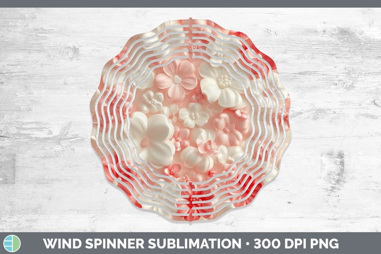 3D Valentine Flowers Wind Spinner Sublimation Spinner Design example image 1