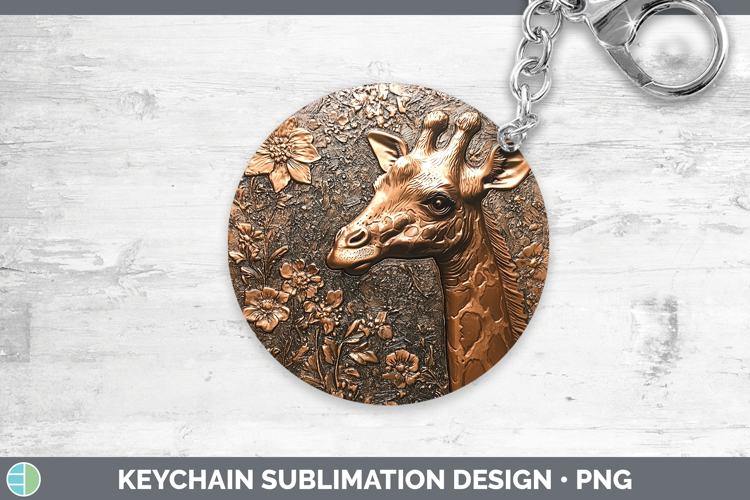 BS02 Copper Relief Giraffe Keychain Sublimation Keyring Desi
