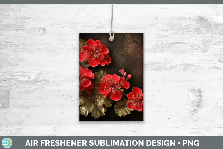 3D Black and Gold Geranium Air Freshener Sublimation Car Fre