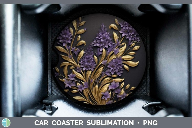 Gorgeous3D Black and Gold Car Coaster design.