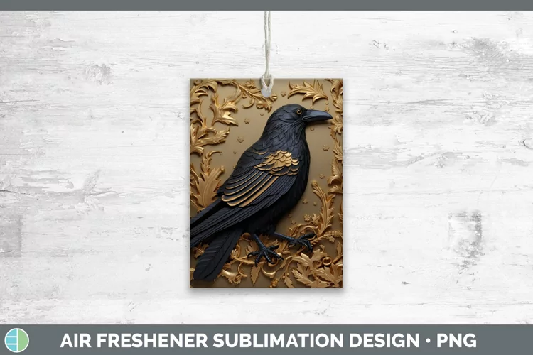 3D Black and Gold Crow Air Freshener Sublimation Car Freshen
