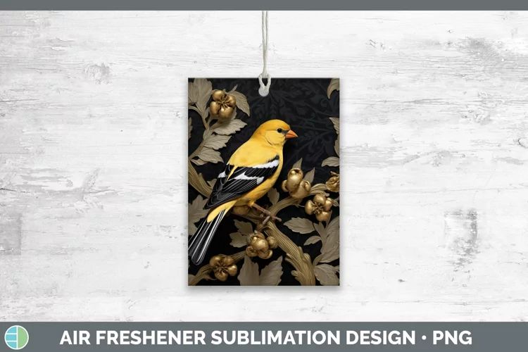 3D Black and Gold Goldfinch Air Freshener Sublimation Car Fr