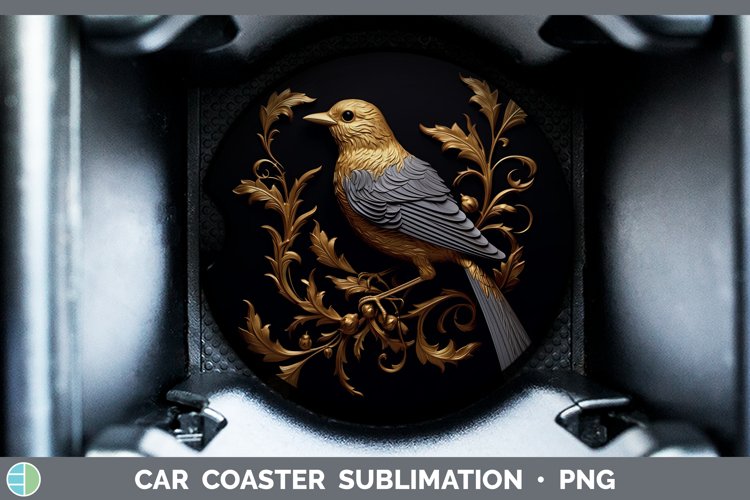 3D Black and Gold Sparrow Car Coaster Sublimation Coaster De example image 1