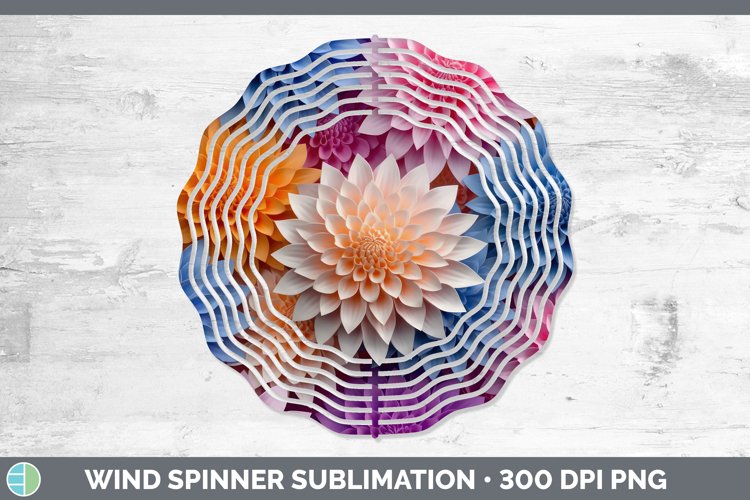3D Paper Dahlia Flowers Wind Spinner | Sublimation Spinner D