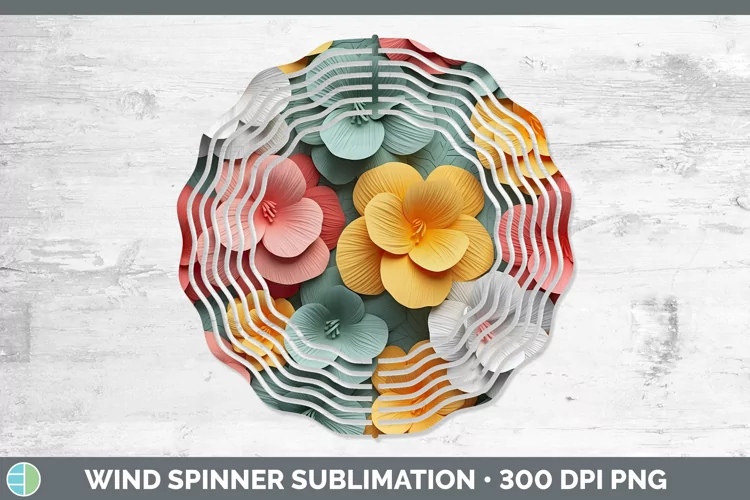 3D Paper Begonia Flowers Wind Spinner | Sublimation Spinner