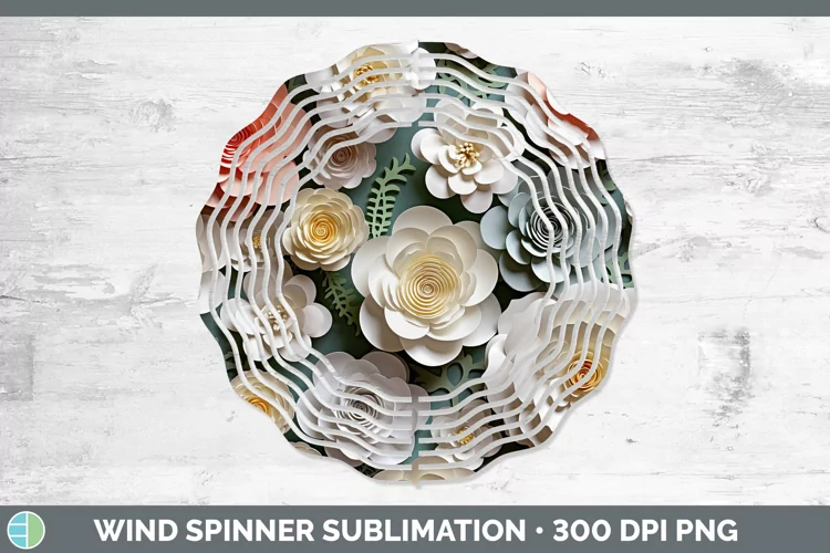 3D Paper Camellia Flowers Wind Spinner | Sublimation Spinner
