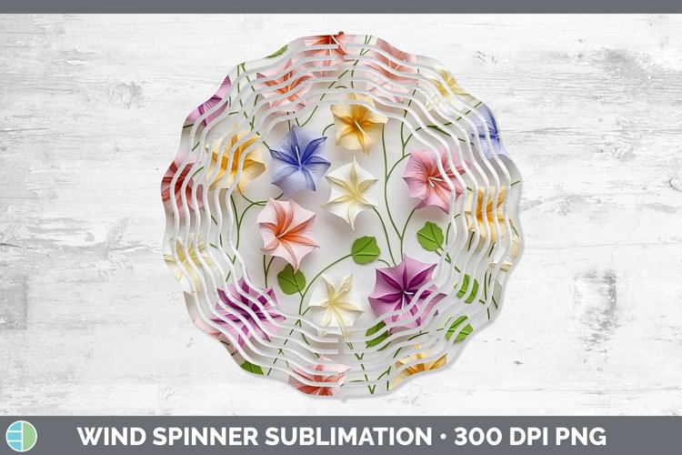 3D Paper Morning Glory Flowers Wind Spinner | Sublimation Sp example image 1