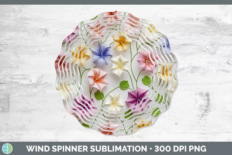 3D Paper Morning Glory Flowers Wind Spinner | Sublimation Sp