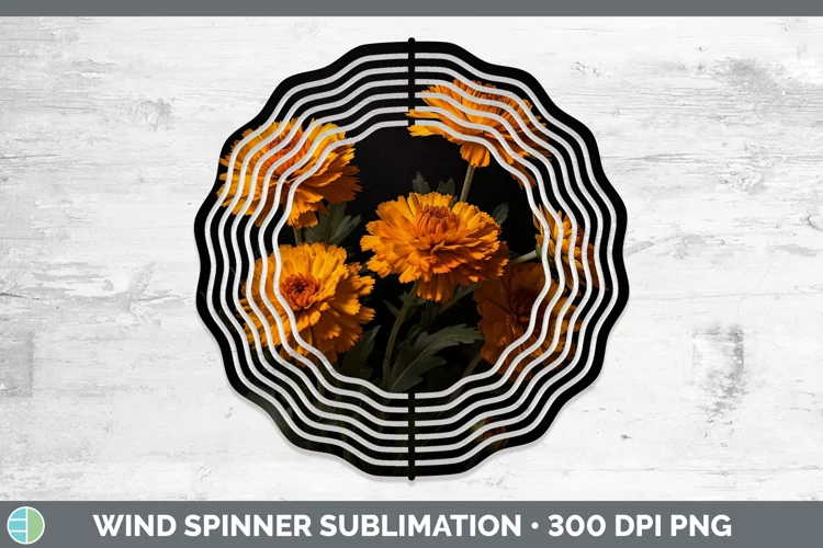 Flowers Marigold Wind Spinner Sublimation Spinner Designs