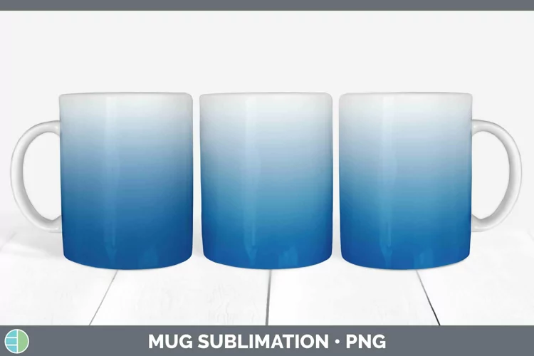 Ombre Bright Blue Mug Wrap Sublimation Coffee Cup Designs
