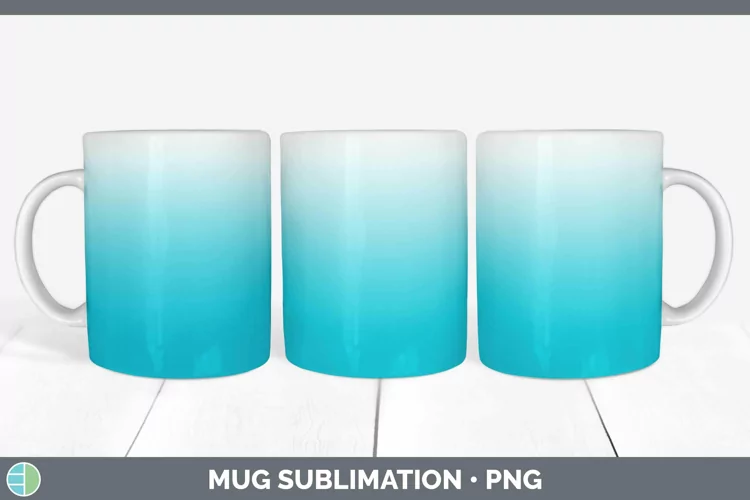 Ombre Cyan Mug Wrap Sublimation Coffee Cup Designs