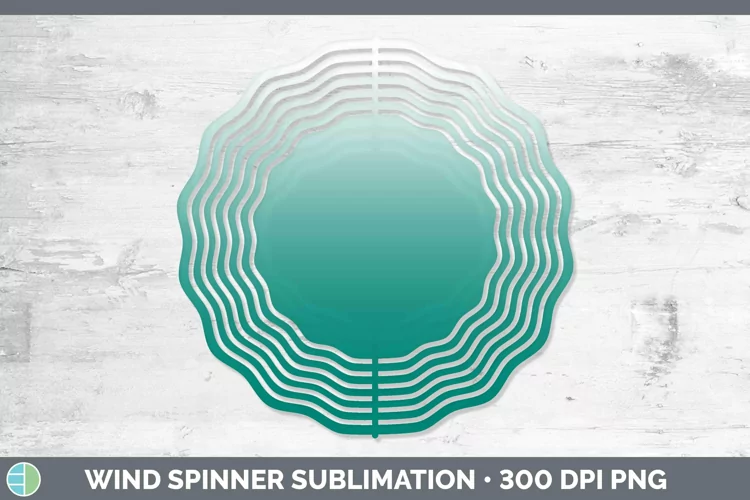 Ombre Teal Wind Spinner Sublimation Spinner Designs
