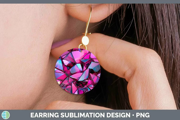 Holographic Berry Round Earrings | Sublimation Earrings Des