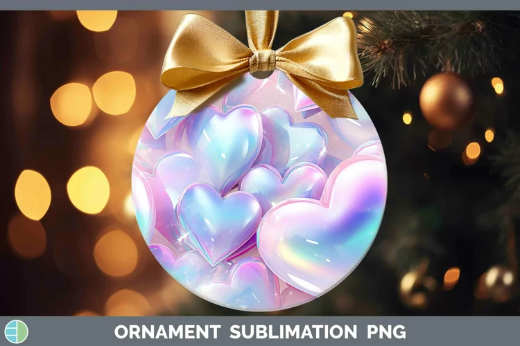 Hearts Silver Ornament Sublimation Bauble Designs
