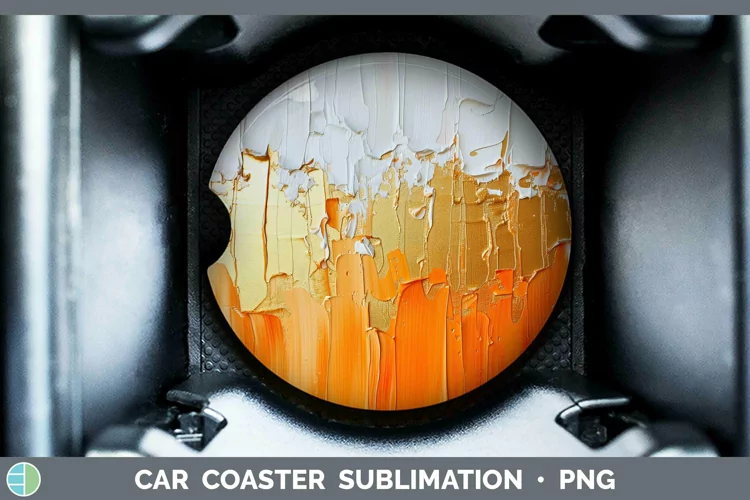 Ombre Paint Orange 02 Car Coaster | Sublimation Coaster Desi