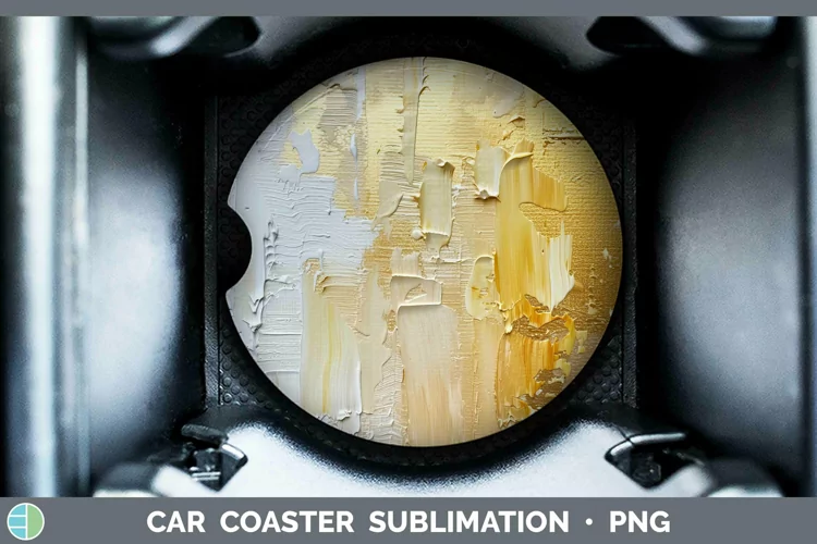 Ombre Paint Yellow 02 Car Coaster | Sublimation Coaster Desi