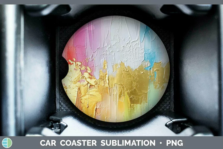 Ombre Paint Rainbow Car Coaster | Sublimation Coaster Design