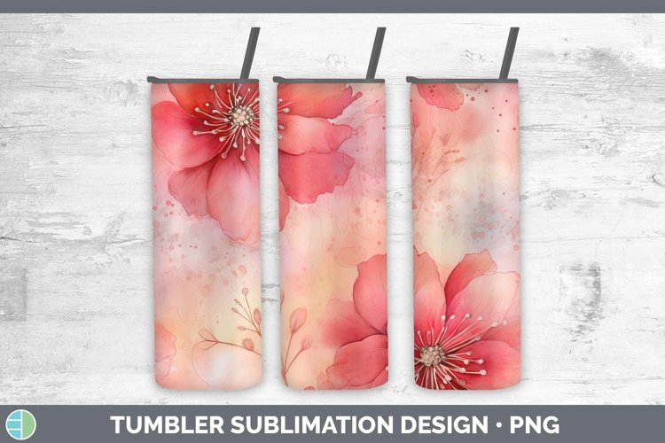 Watercolor Red Tumbler Sublimation 20 oz Skinny Tumbler Desi