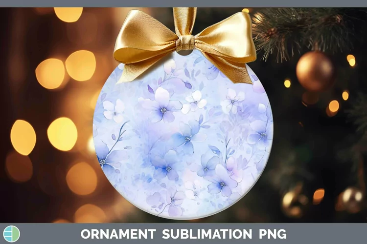 Watercolor Periwinkle Ornament Sublimation Bauble Designs