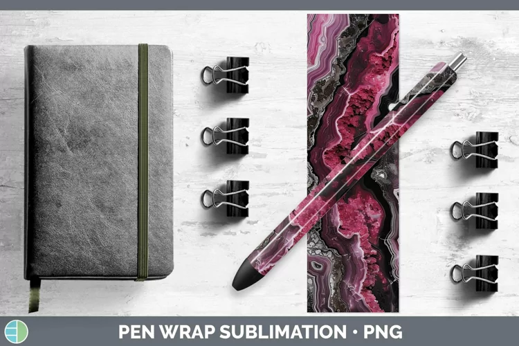 Pink Agate Pen Wrap Sublimation Epoxy Pen Designs