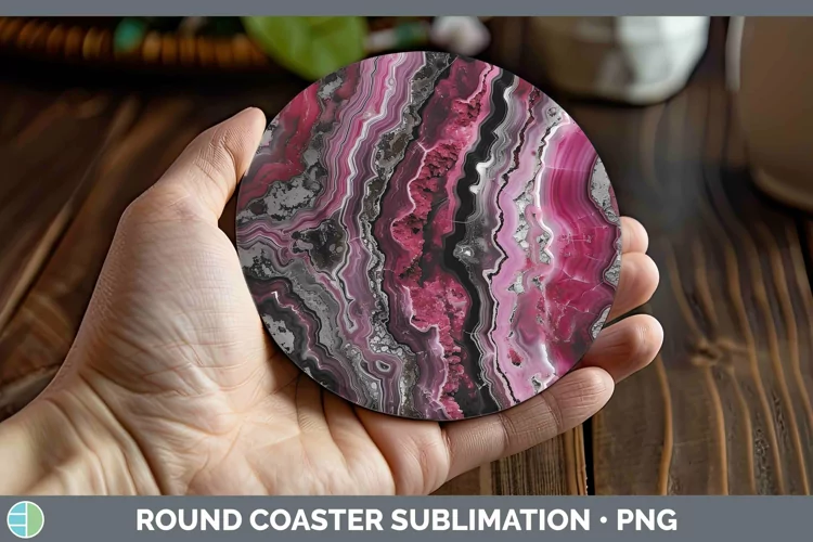 Pink Agate Round Coaster Sublimation Coaster Designs