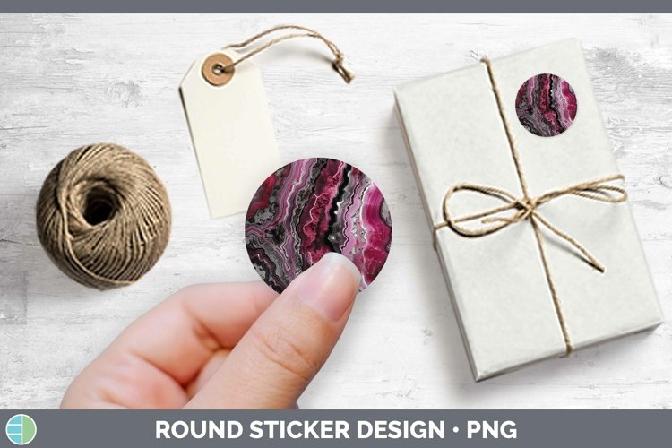 Pink Agate Stickers | Round Labels Designs
