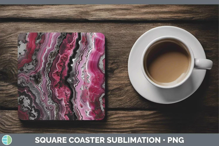 Pink Agate Square Coaster Sublimation Coaster Designs