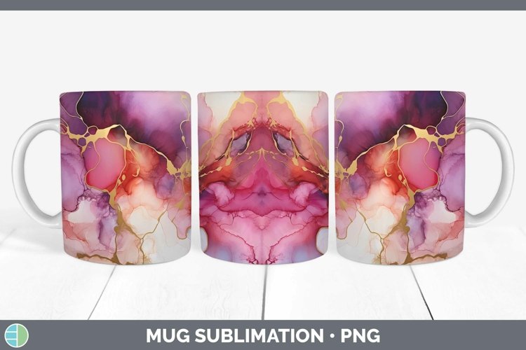 Pink Alcohol Ink Mug Wrap Sublimation Coffee Cup Designs