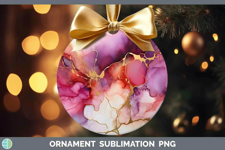 Pink Alcohol Ink Ornament Sublimation Bauble Designs