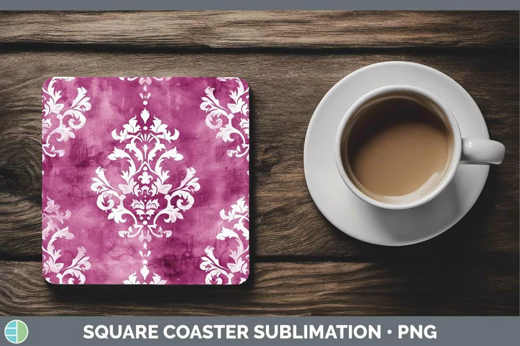 Pink Damask Square Coaster Sublimation Coaster Designs