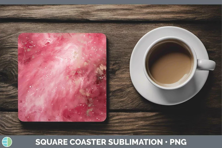 Pink Galaxy Square Coaster Sublimation Coaster Designs