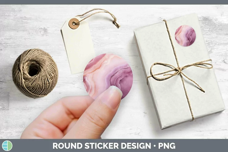 Pink Geode Stickers | Round Labels Designs