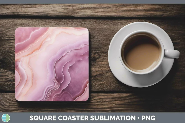 Pink Geode Square Coaster Sublimation Coaster Designs