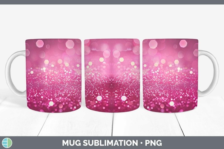 Pink Glitter Bokeh Mug Wrap Sublimation Coffee Cup Designs