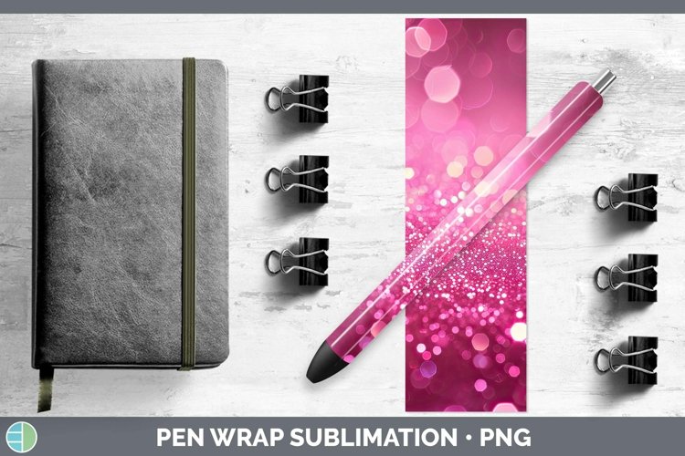 Pink Glitter Bokeh Pen Wrap Sublimation Epoxy Pen Designs