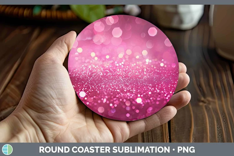 Pink Glitter Bokeh Round Coaster Sublimation Coaster Designs