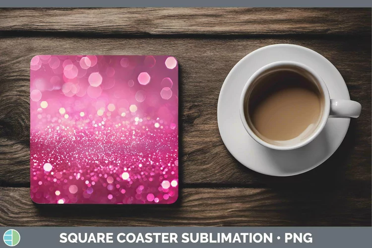 Pink Glitter Bokeh Square Coaster Sublimation Coaster Design