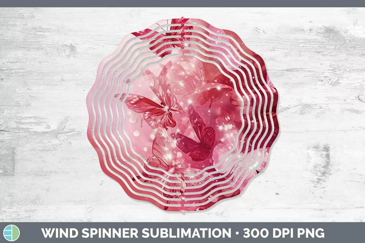 Pink Glow Butterflies Wind Spinner Sublimation Spinner Desig