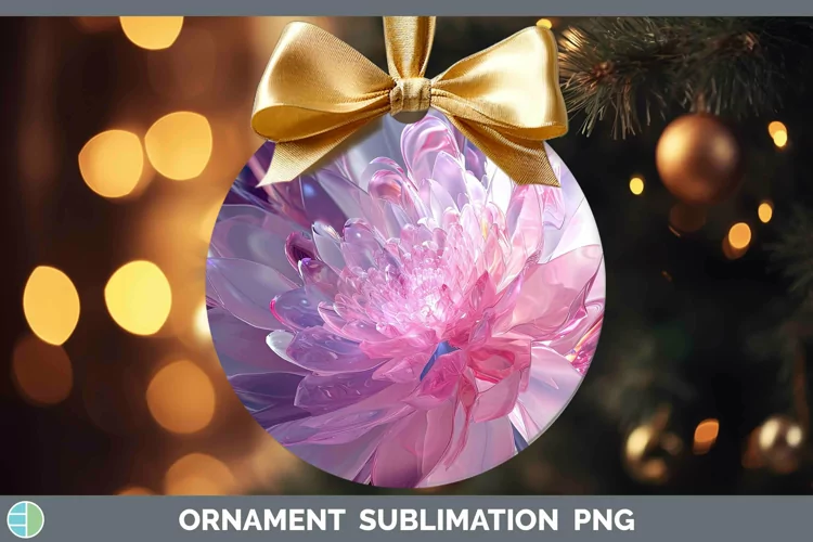 Pink Glow Flowers Ornament Sublimation Bauble Designs