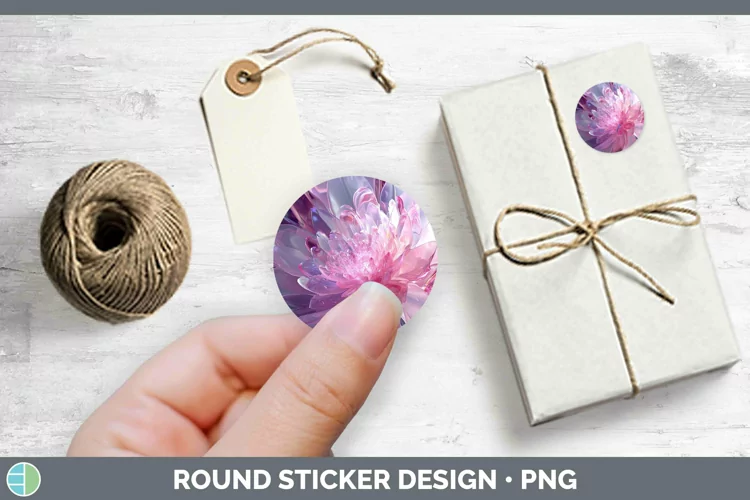 Pink Glow Flowers Stickers | Round Labels Designs