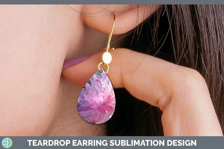 Pink Glow Flowers Teardrop Earrings Sublimation Earrings Des