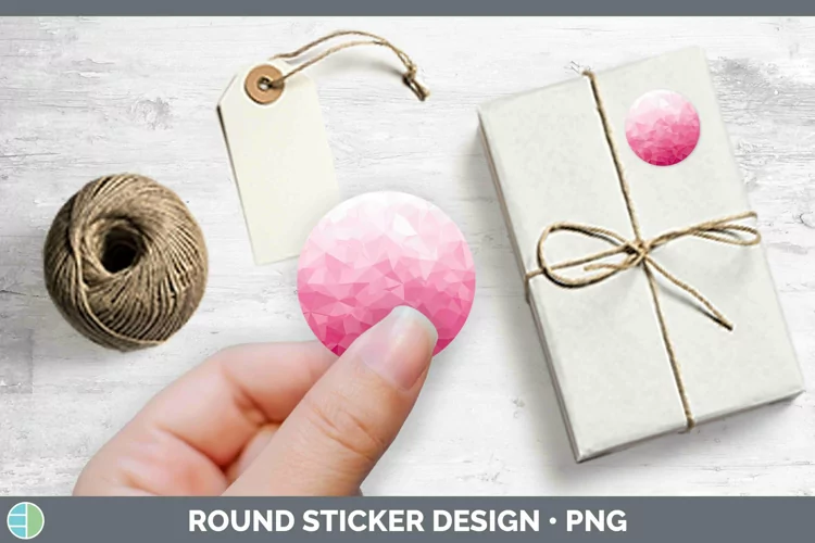 Pink Gradient Ombre Stickers | Round Labels Designs