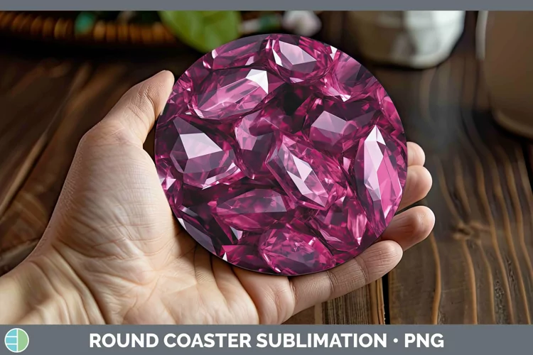 Pink Holographic Round Coaster Sublimation Coaster Designs